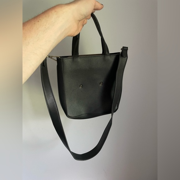 Anthropologie Faux Black Leather Tote Bag - Picture 2 of 4